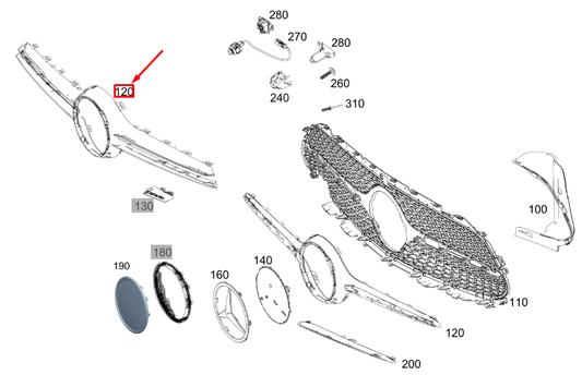 new mercedes-benz cls c257 radiator grille center trim cover a2578855800