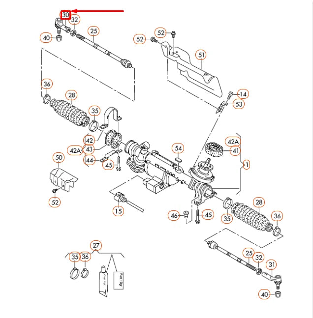 NEW AUDI TT 8J FRONT RIGHT TIE ROD END 8J0423812 ORIGINAL