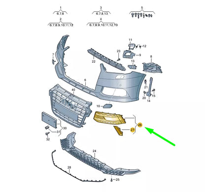 NEW AUDI A1 MK1 FRONT BUMPER LEFT AIR GUIDE GRILLE 8XA807647A5FQ