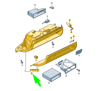new audi a3 8p glove compartment box lhd 8p1857035p6ps original