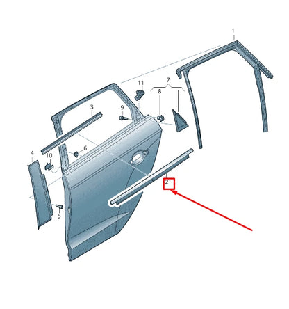 NEW AUDI A3 SPORTBACK 8V REAR LEFT DOOR WINDOW APERTURE SEAL 8V4839477 ORIGINAL