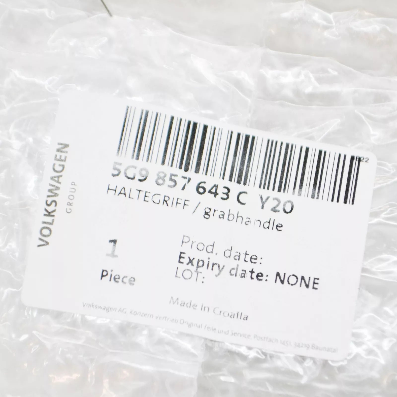 NEW VOLKSWAGEN TOURAN 5T REAR ROOF GRAB HANDLE 5G9857643CY20 ORIGINAL