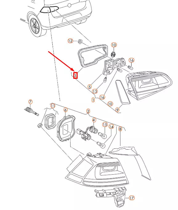 NEW VOLKSWAGEN GOLF MK7 REAR LEFT INNER TAIL LIGHT SEAL 5G0945191
