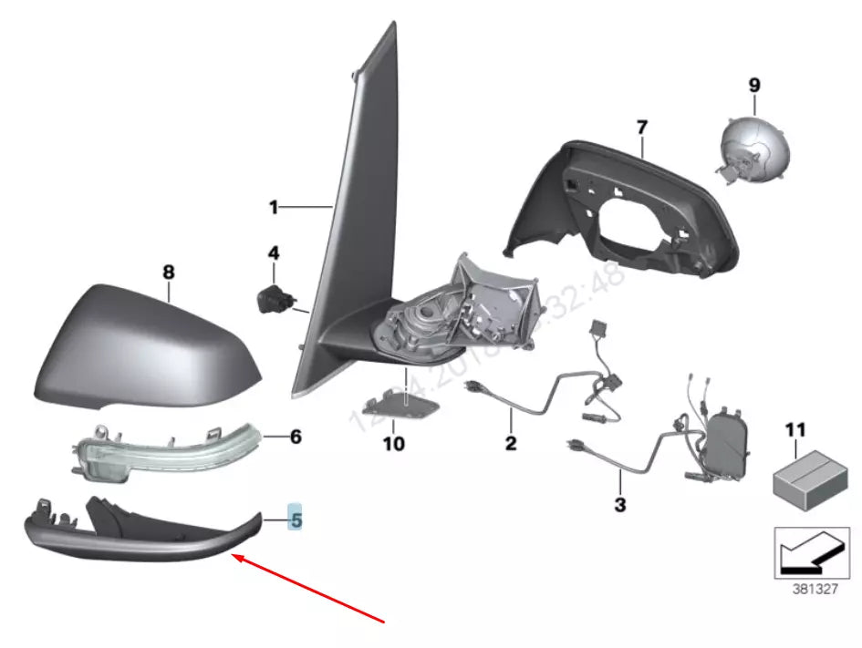 NEW BMW 2 F45 FRONT RIGHT WING MIRROR LOWER COVER 51167391900 7391900 ORIGINAL