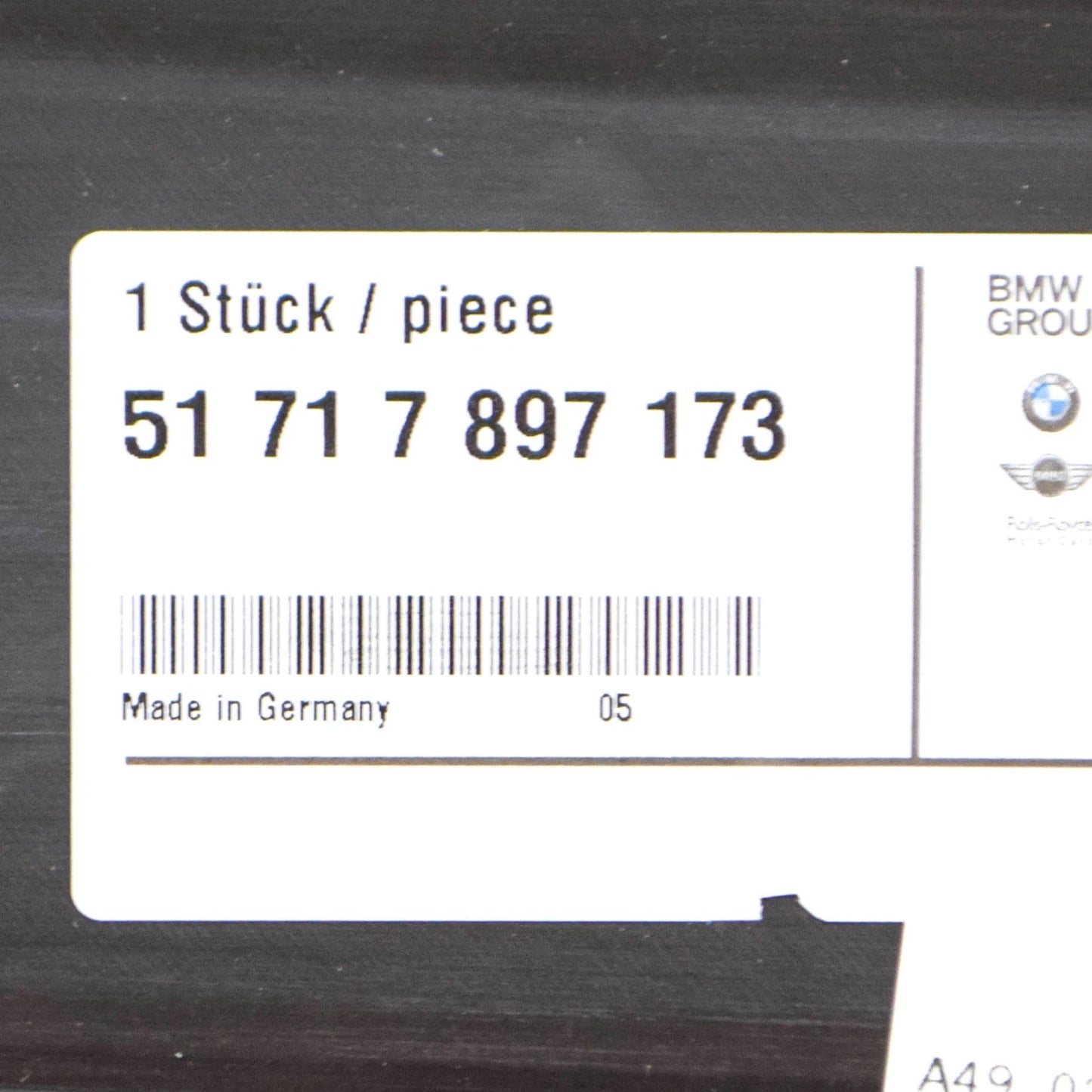 NEW BMW 5 E60 FRONT BOTTOM M AIR DUCT 51717897173 7897173 ORIGINAL