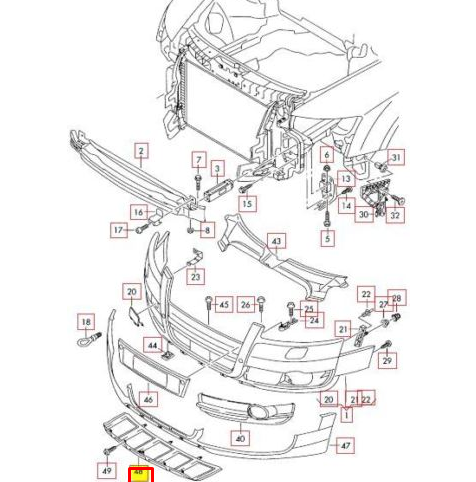 new audi a6 c6 front bumper lower guard 4f0807733 original