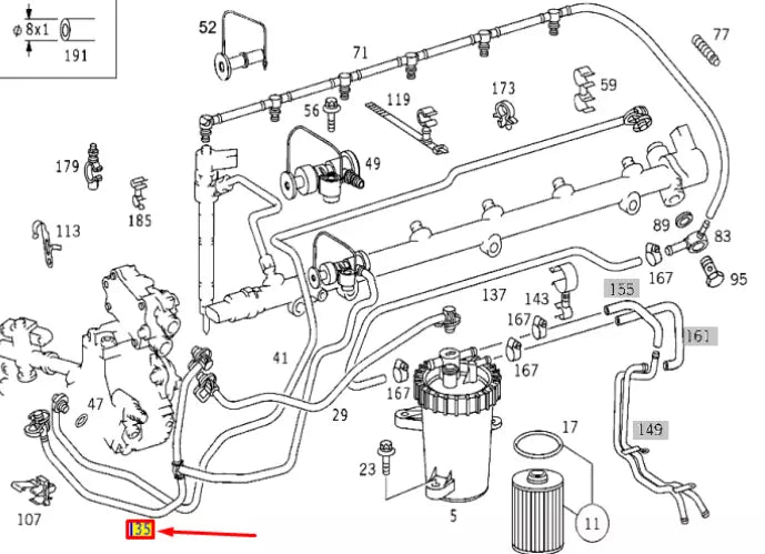 NEW MERCEDES-BENZ E W210 FUEL PIPE A6130702132