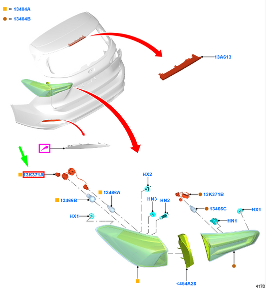 new ford focus mk4 estate rear outer tail light bulb holder 2194692 original