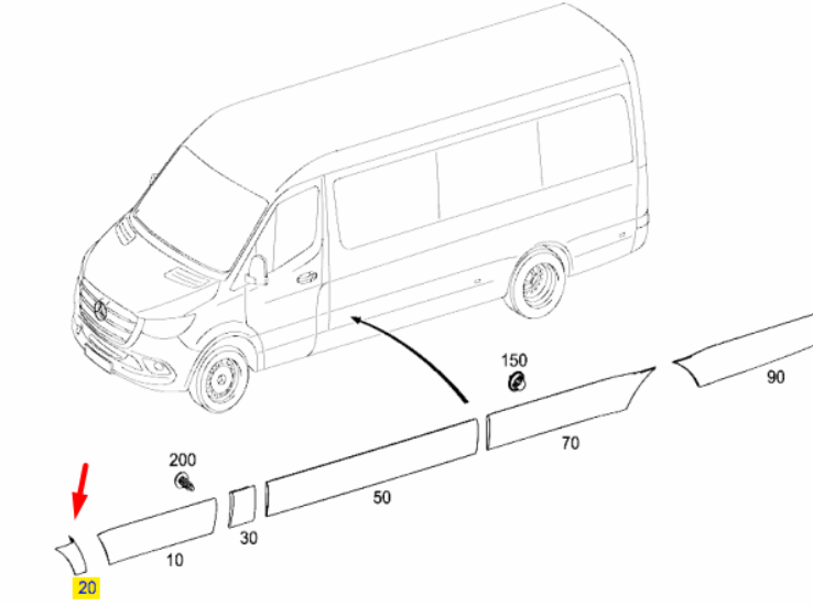 NEW MB 907 FRONT RIGHT FENDER WHEEL PROTECTIVE A91069001009K83 ORIGINAL