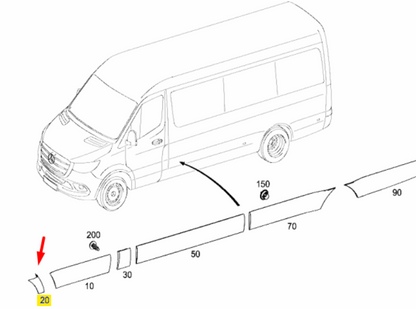 NEW MB 907 FRONT RIGHT FENDER WHEEL PROTECTIVE A91069001009K83 ORIGINAL