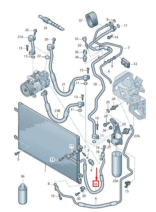 new audi a6 avant c6 a/c suction hose 4f0260701aa original