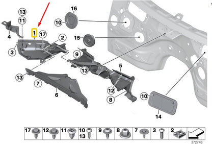 NEW BMW X3 F25 LEFT ENGINE COMPARTMENT PART 51717213663 7213663 ORIGINAL