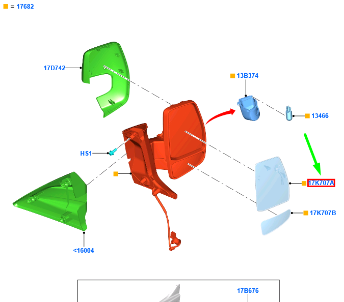 new ford tourneo custom front right door mirror glass 2174997 original