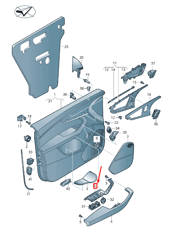NEW AUDI Q7 4M FRONT LEFT DOOR WINDOW SWITCH TRIM RHD 4M2959521BJ3 ORIGINAL