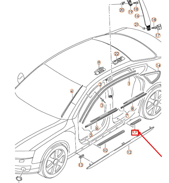 NEW AUDI A5 8T3 REAR LEFT ENTRY TRIM STRIP S-LINE 8T8853375B01C ORIGINAL