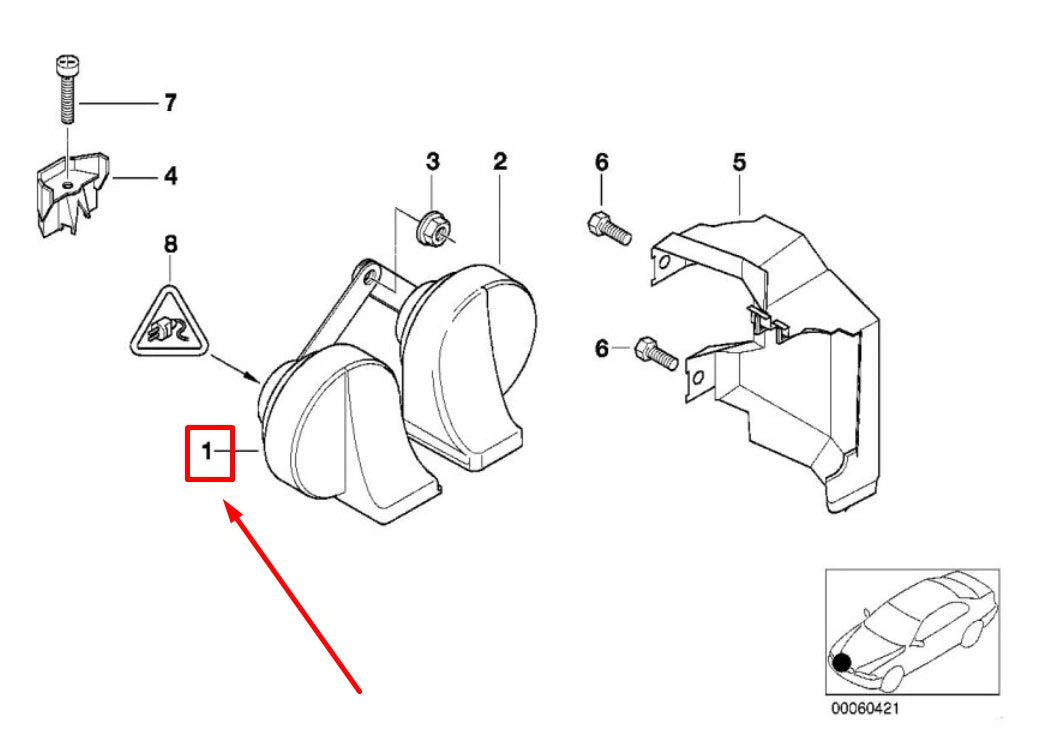 NEW BMW 5 E39 LOW TONE HORN SIGNAL 61338381271 8381271 ORIGINAL