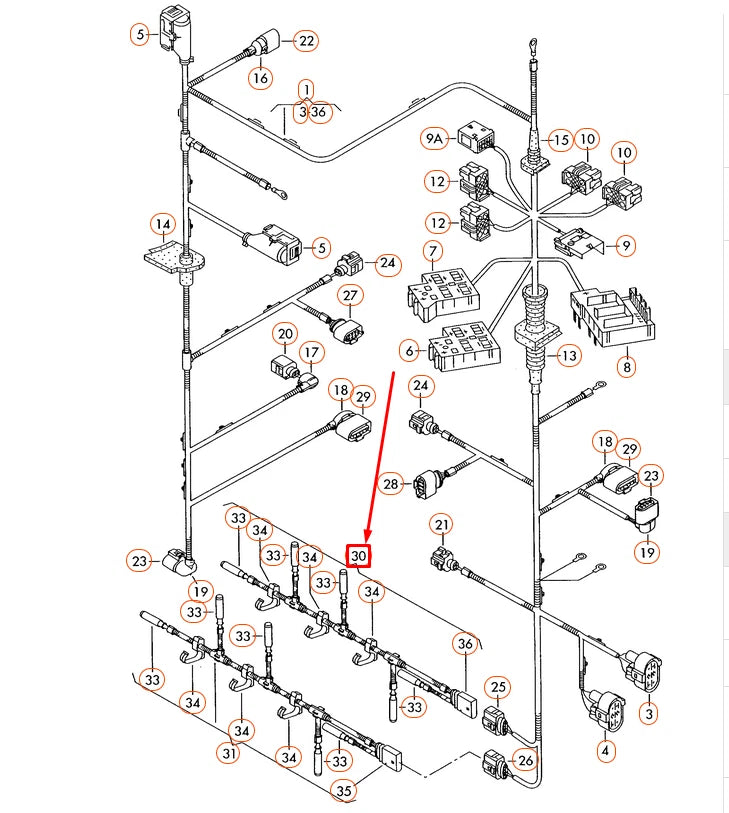 NEW VW TOUAREG 7L GLOW PLUG CONNECTOR WIRING HARNESS 07Z971277A