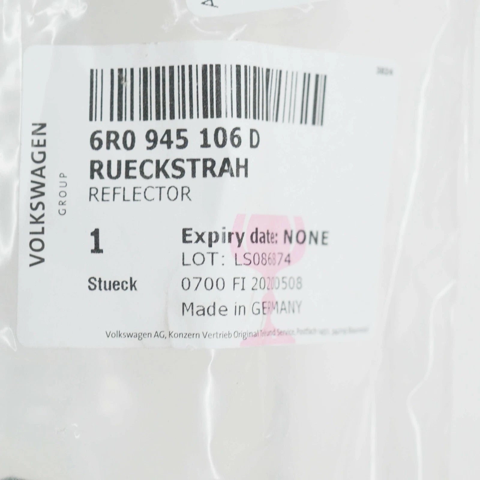 NEW VW POLO 6R REAR LIGHT REFLECTOR RIGHT 6R0945106D