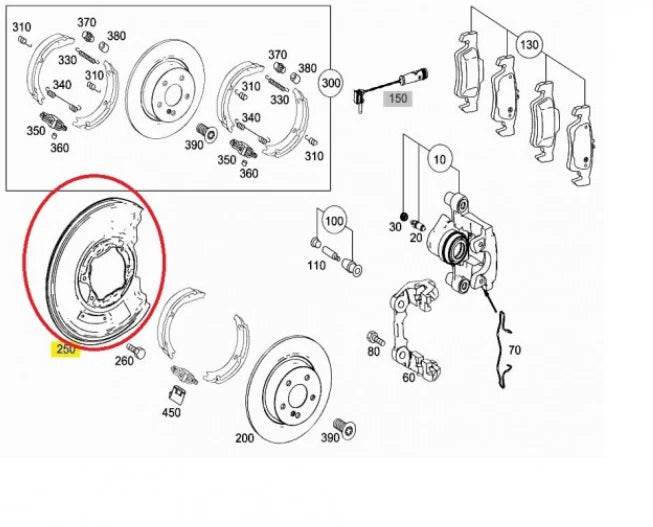 NEW MB C-CLASS W204 REAR LEFT BRAKE PROTECTION PLATE A2044211720 ORIGINAL