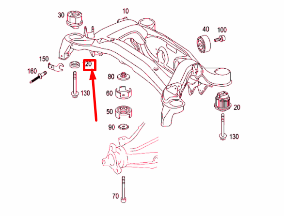 NEW MB SLK R171 REAR SUBFRAME FLOOR UNIT FRONT END STOP A1713520046 ORIGINAL