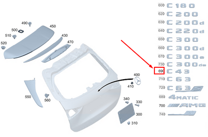 new mercedes-benz c w206 c43 amg rear lid model badge a2068173400 original