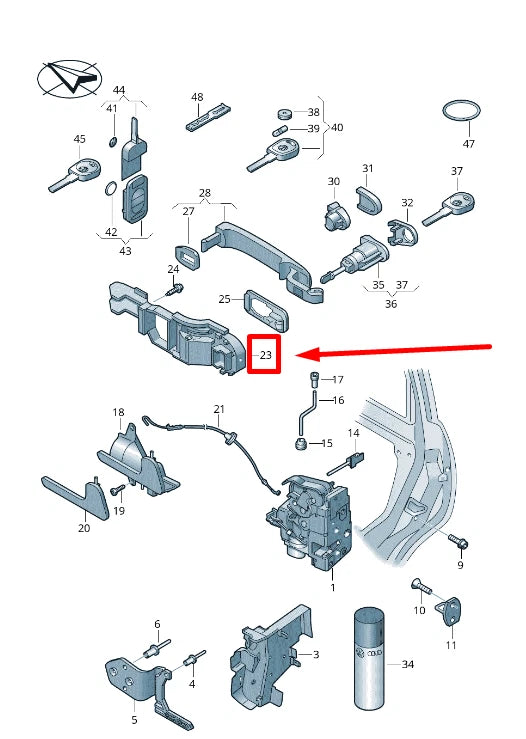 NEW VW TRANSPORTER T5 FRONT RIGHT DOOR HANDLE MOUNT 7E0837886C