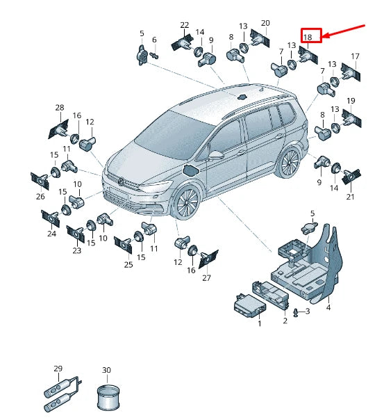 NEW VW TOURAN 5T CENTER RIGHT PARKING SENSOR BRACKET 5TA919492C
