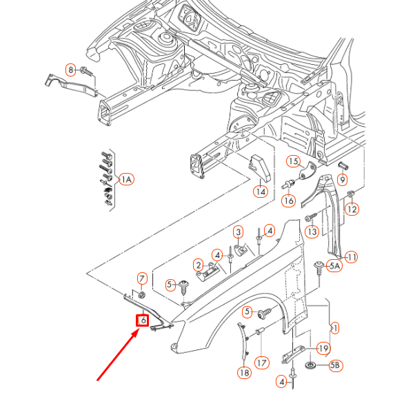 NEW AUDI A4 B8 FRONT LEFT FENDER LOWER BRACE 8K0821135H ORIGINAL
