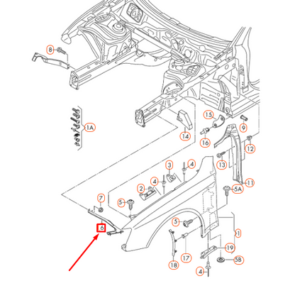 NEW AUDI A4 B8 FRONT LEFT FENDER LOWER BRACE 8K0821135H ORIGINAL