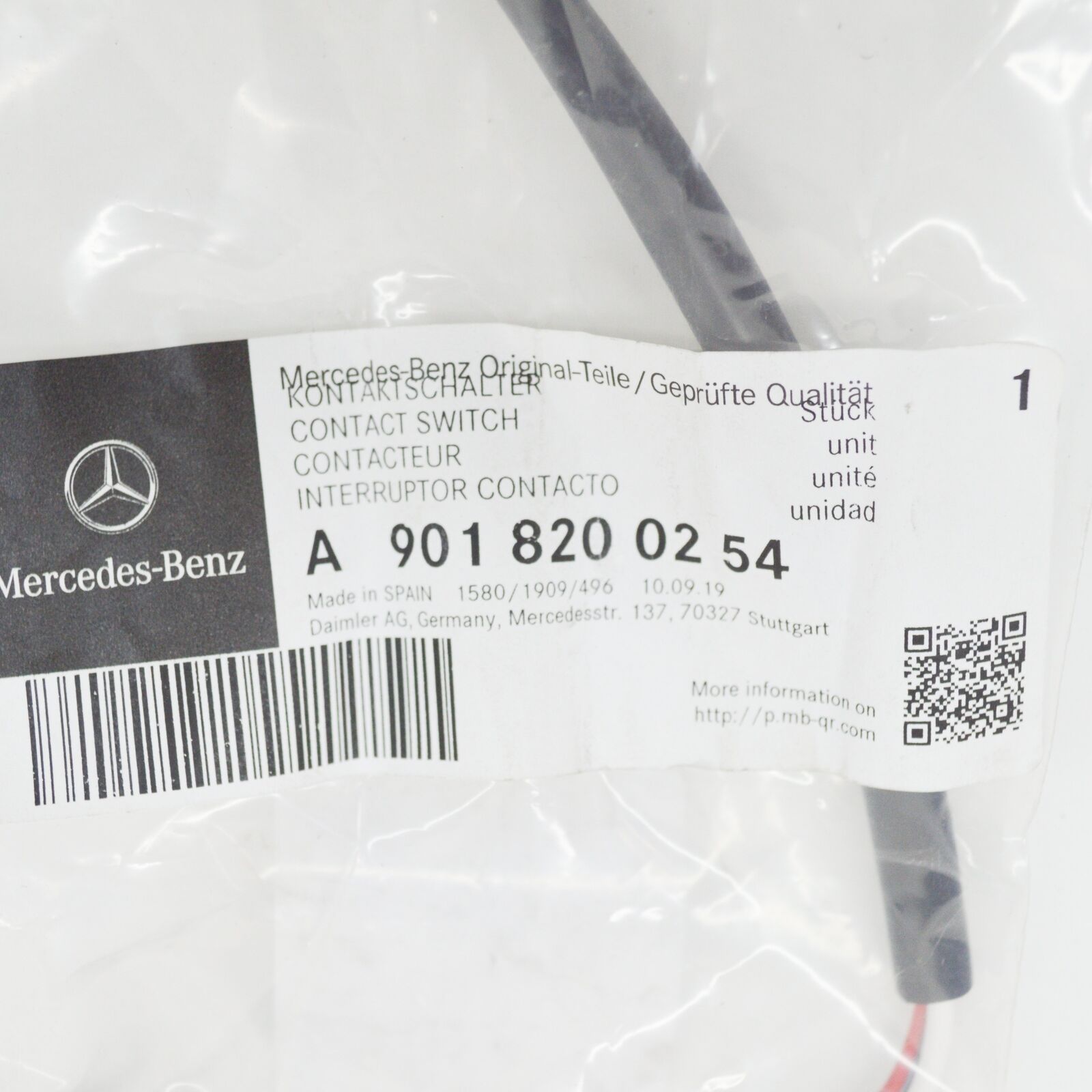 NEW MB SPRINTER W903 CENTRAL LOCKING SYSTEM CONTACT SWITCH A9018200254 ORIGINAL