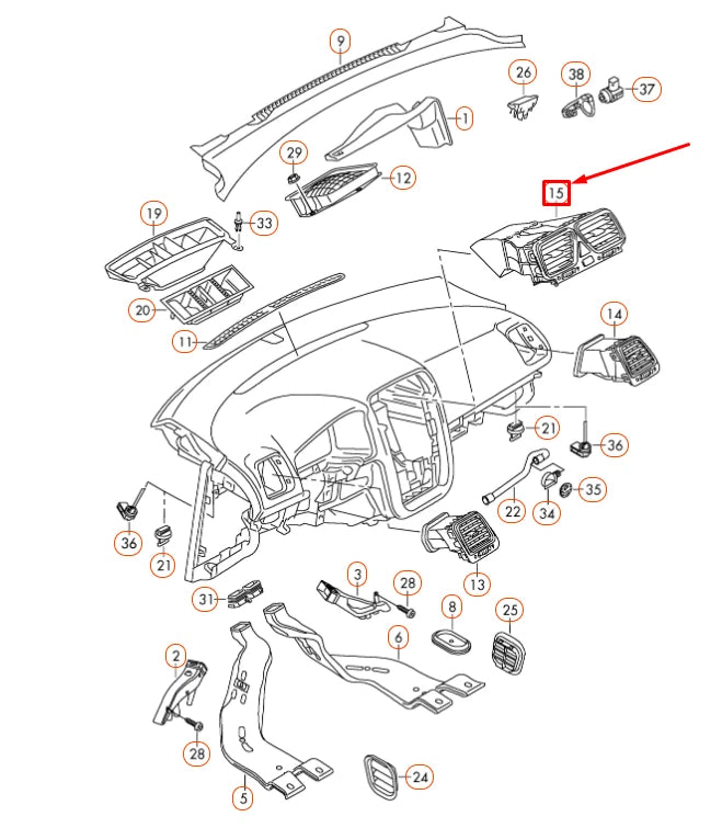 NEW VOLKSWAGEN EOS INSTRUMENT PANEL CENTER AIR VENT 1Q0819728LYHX ORIGINAL