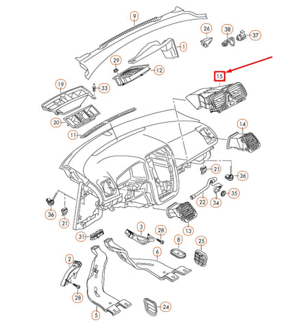 NEW VOLKSWAGEN EOS INSTRUMENT PANEL CENTER AIR VENT 1Q0819728LYHX ORIGINAL