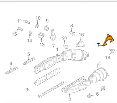 new audi r8 42 exhaust manifold-bracket left 420251375a original