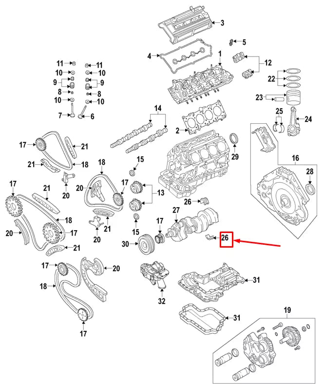 NEW AUDI A5 SPORTBACK 8T ENGINE CRANKSHAFT MAIN BEARING 079105561H ORIGINAL