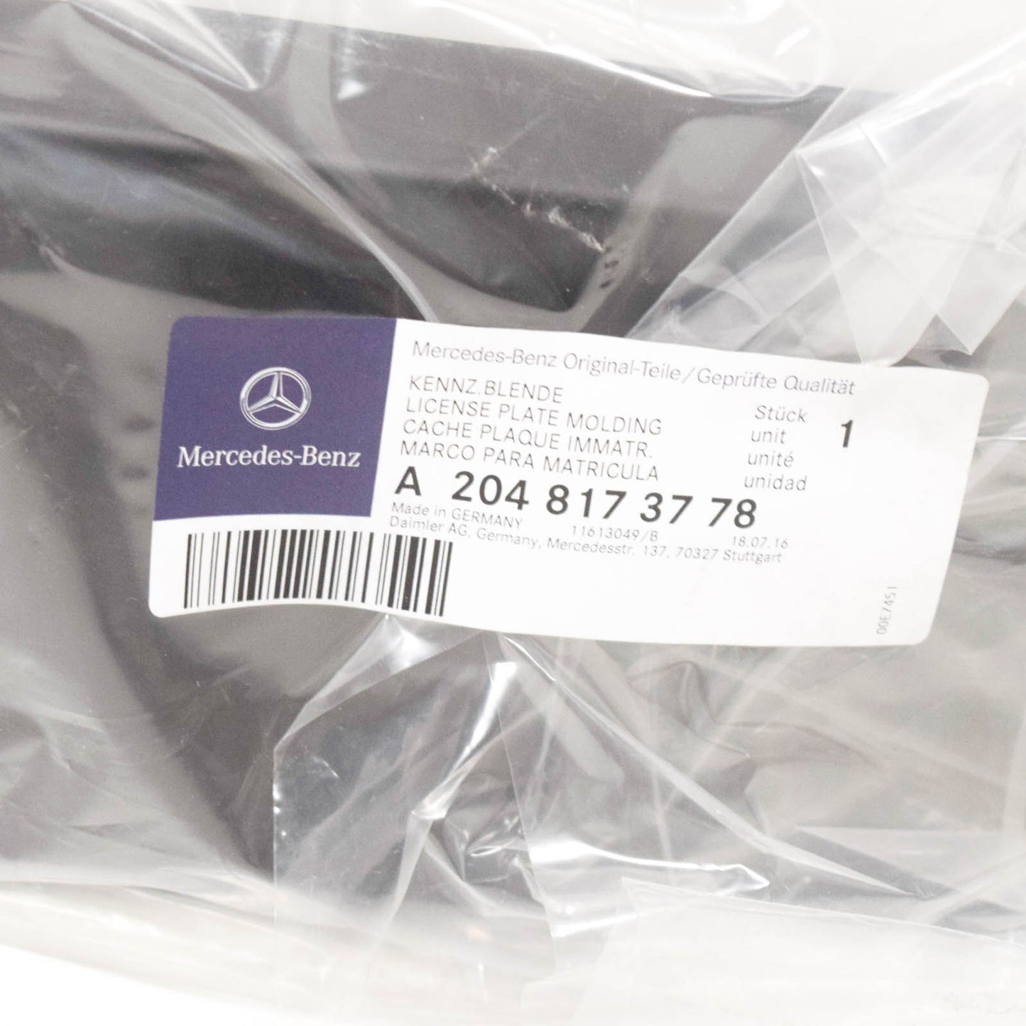 NEW MB C W204 FRONT BUMPER BRACKET NUMBER PLATE A2048173778 ORIGINAL