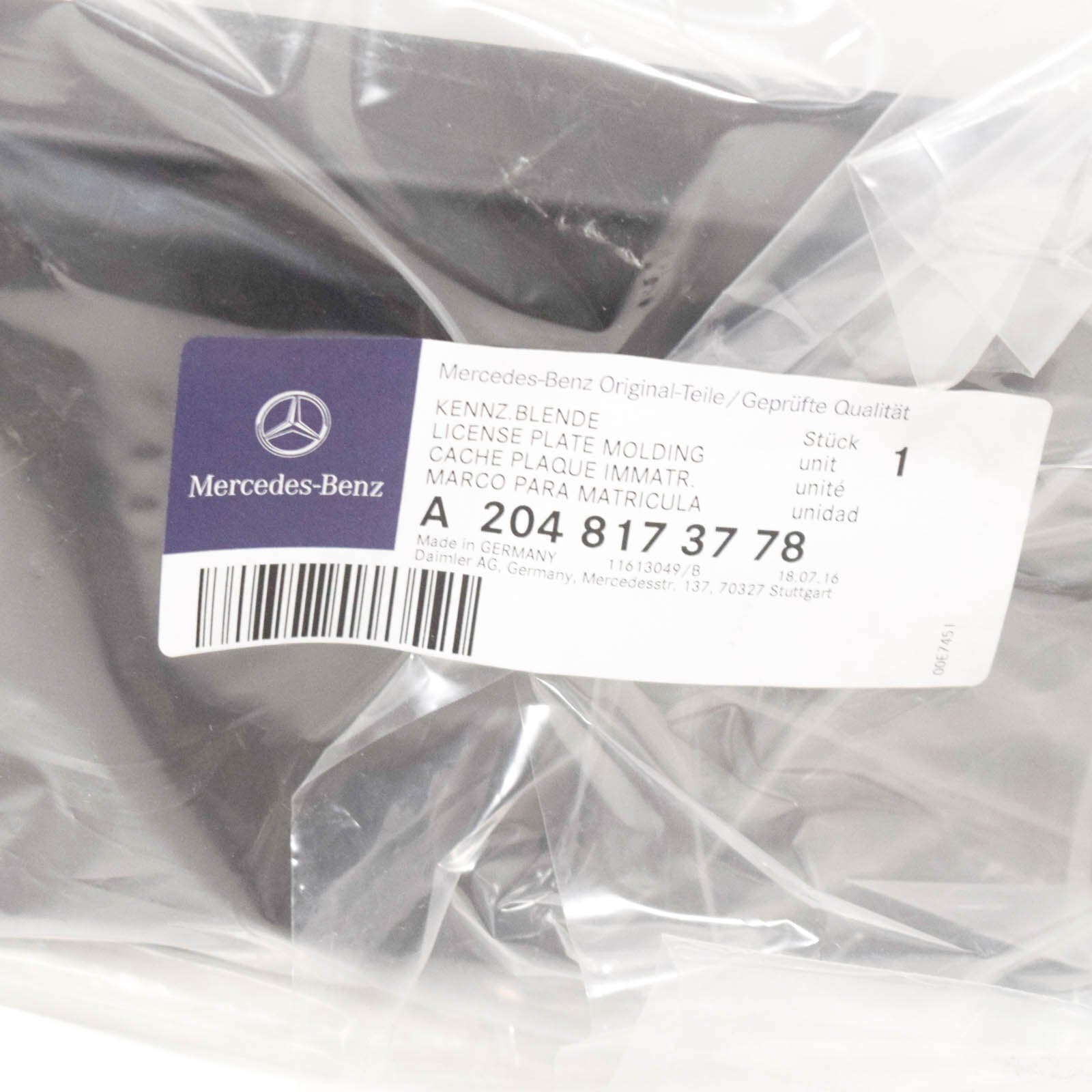 NEW MB C W204 FRONT BUMPER BRACKET NUMBER PLATE A2048173778 ORIGINAL
