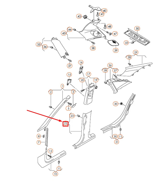 NEW AUDI A4 B8 LEFT SIDE B PILLAR LOWER TRIM 8K0867239C4PK ORIGINAL