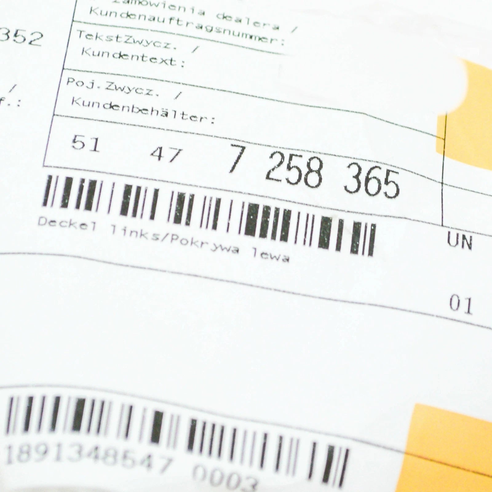 NEW BMW 7 F01 REAR LEFT TRUNK TRIM PANEL COVER 51477258365 ORIGINAL