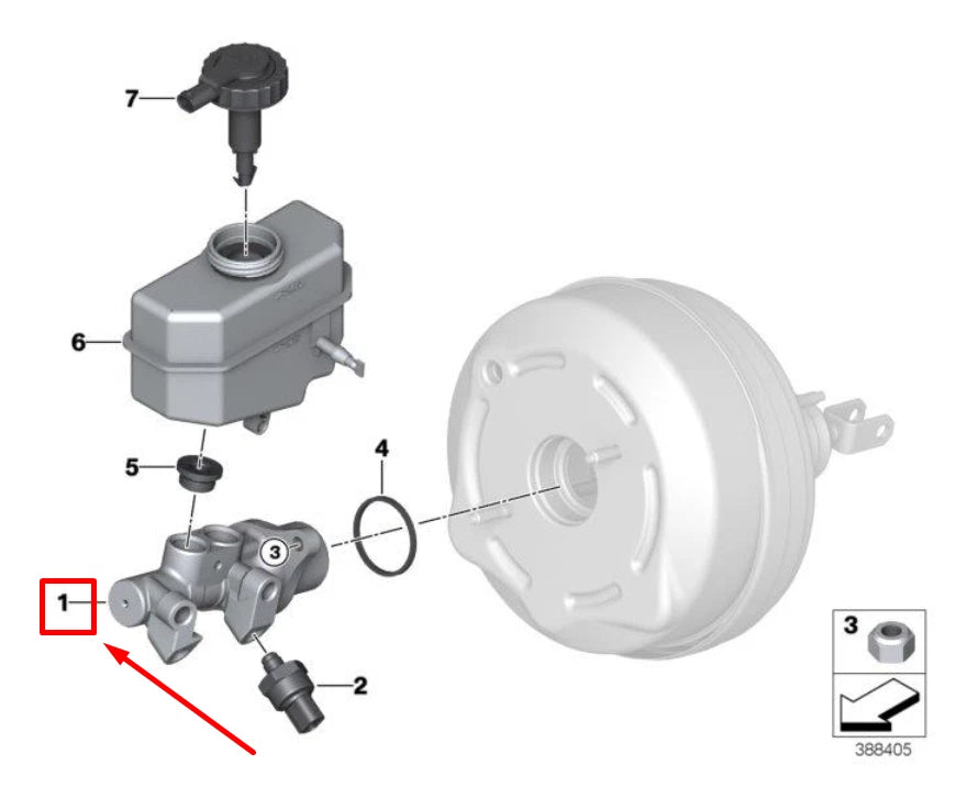 NEW BMW 3 CABRIO E46 BRAKE MASTER CYLINDER 34317838638 7838638 ORIGINAL