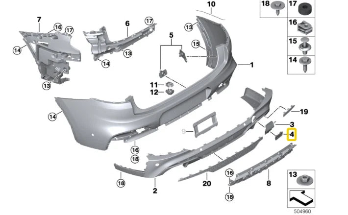 NEW BMW X4 G02 M REAR CENTER GRILLE TRIM 51128089504 ORIGINAL
