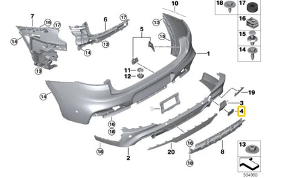 NEW BMW X4 G02 M REAR CENTER GRILLE TRIM 51128089504 ORIGINAL
