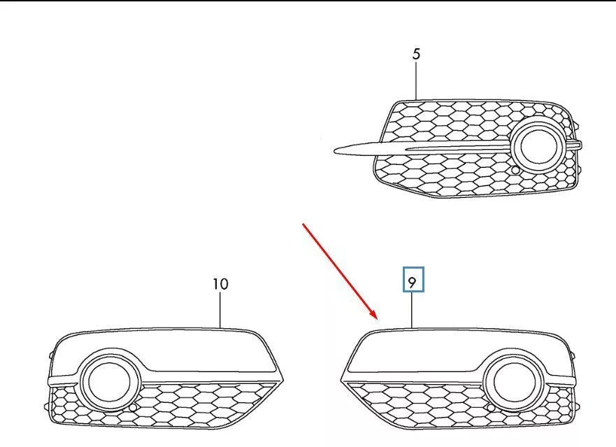 NEW AUDI Q3 8U FRONT BUMPER LEFT FOG LIGHT GRILLE  8U0807681ESP9 ORIGINAL