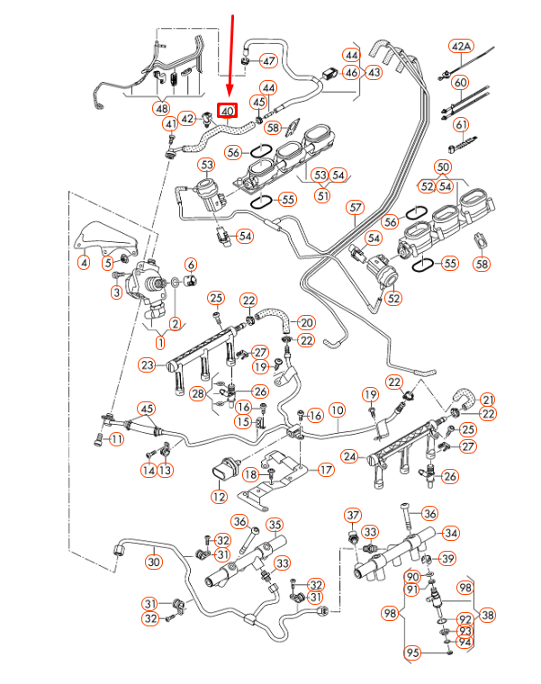 NEW AUDI A4 B8 FUEL HOSE 06E127513AD ORIGINAL