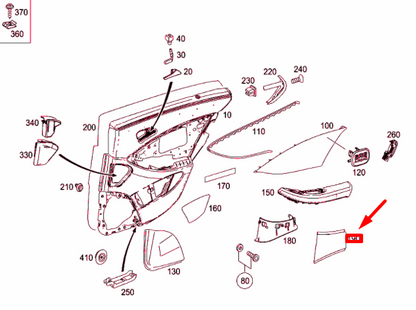 NEW MB CLS C219 REAR LEFT DOOR TRIM PANEL MOLDING A21973705889051 ORIGINAL