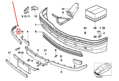 NEW BMW 3 E36 FRONT RIGHT BUMPER IMPACT STRIP 51118146318 8146318 ORIGINAL