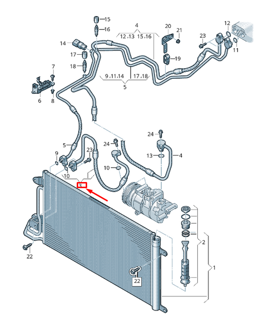 new audi a1 mk1 a/c refrigerant line 8x0820721 original