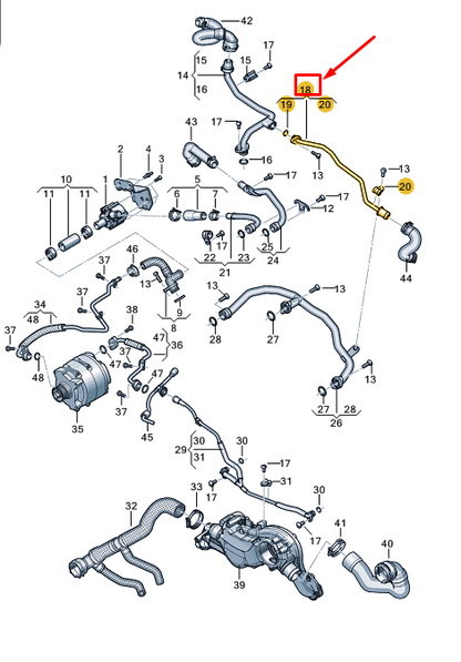 new audi a8 d5 engine coolant pipe 0p2121085a original