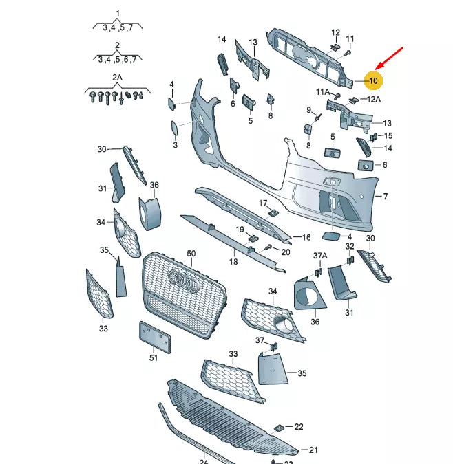 NEW AUDI RS6 C7 FRONT BUMPER UPPER CENTRE CLOSING ELEMENT 4G0807233D ORIGINAL