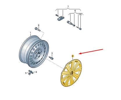 NEW VW TOURAN 5T WHEEL TRIM RING COVER 1PCS 16" 5TA601147AYTI ORIGINAL