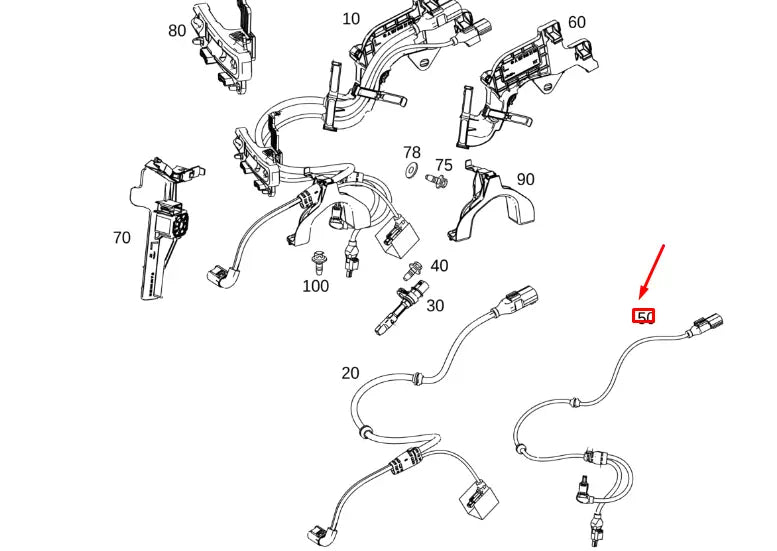 NEW MB GLE W167 REAR RIGHT DAMPER ADJUSTMENT WIRING HARNESS A1675405218 ORIGINAL